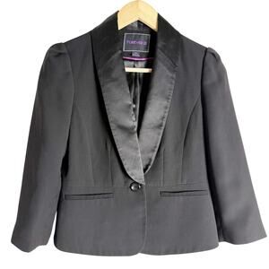 Forever 21 Black Y2K Satin Lapel One Button Tuxedo Blazer Jacket Women’s Small